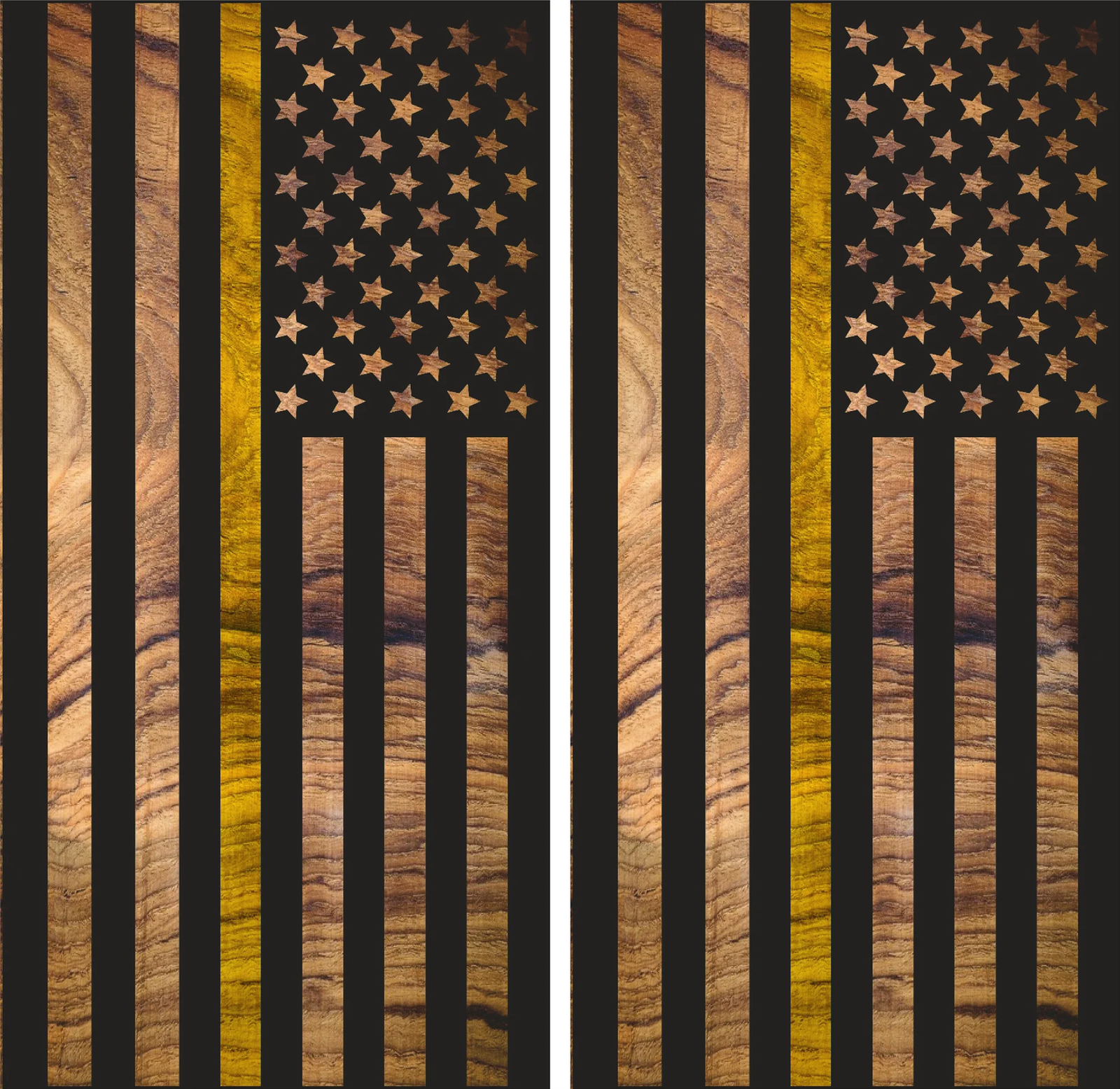 Black Flag Thin Yellow Line Cornhole Board Set Black Flag - Yellow Line Cornhole Board Set - Image 1
