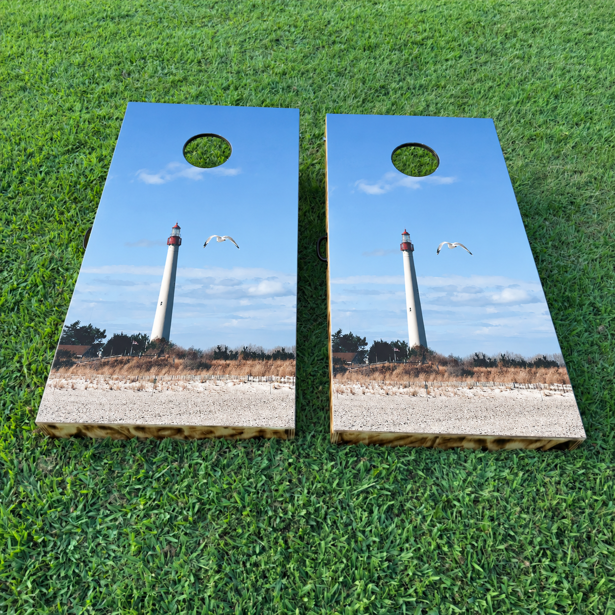 Cape-May-Lighthouse-Cornhole-Board-Set-1 Front Cape May Lighthouse #1 Cornhole Board Set - Image 1