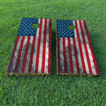 Distressed Grunge Flag Cornhole Board Set