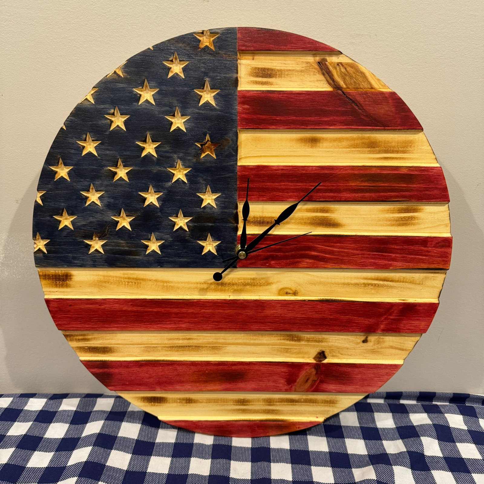 Flag Clock Patriotic Rustic Wall Clock - Image 1