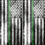 Grunge Flag - Green Line Cornhole Board Set