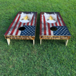 Grunge Flag with Eagle Cornhole Board Set - Image 2