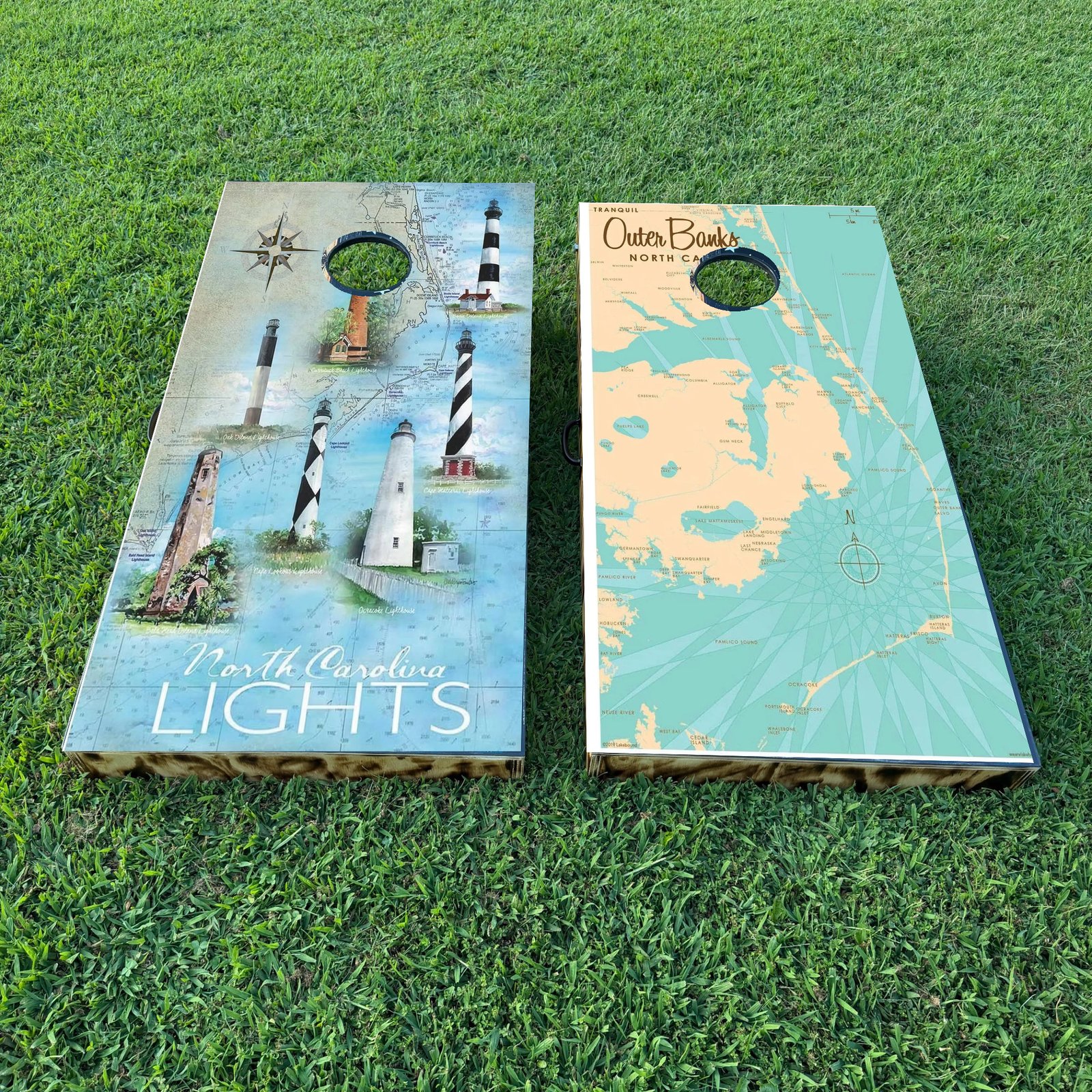 Outer-Banks-Cornhole-Board-Set Front Outer Banks Cornhole Board Set - Image 1