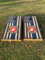 Police/Marines/US Flag Cornhole Board Set
