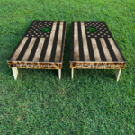 Rustic Black Flag Cornhole Board Set - Image 2