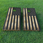 Rustic Black Flag Cornhole Board Set