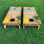 Toes in the Water - Red Wine Cornhole Board Set - Image 2