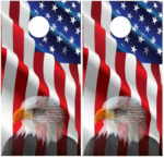 Wavy Flag with Eagle Cornhole Board Set