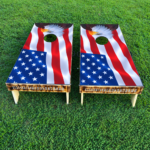 Wavy Flag with Eagle Cornhole Board Set - Image 2