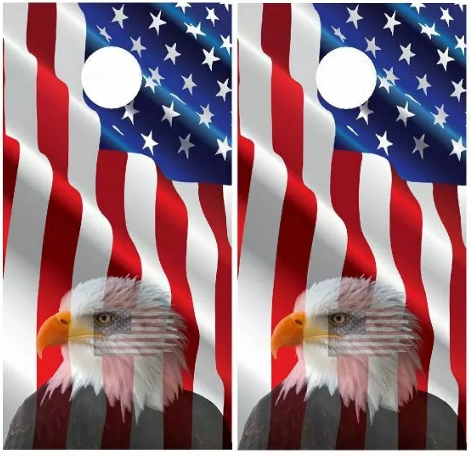 Wavy Flag with Eagle Cornhole Board Set Wavy Flag with Eagle Cornhole Board Set - Image 1