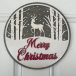 Door Hanger - Merry Christmas with Deer and Snow