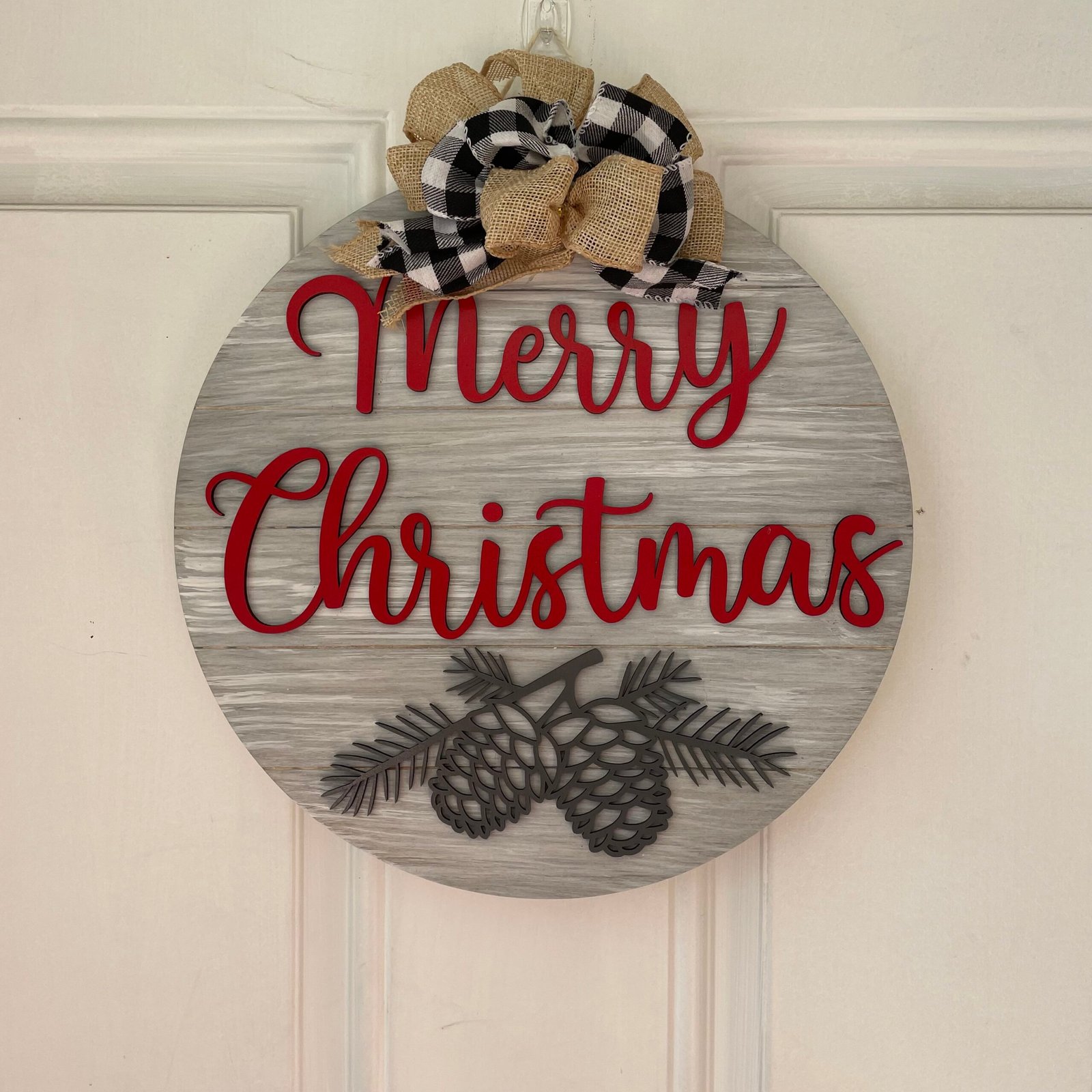 DH Merry Christmas Pinecones Door Hanger - Merry Christmas with Pinecones - Image 1