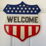 Door Hanger - Welcome, Patriotic Shield