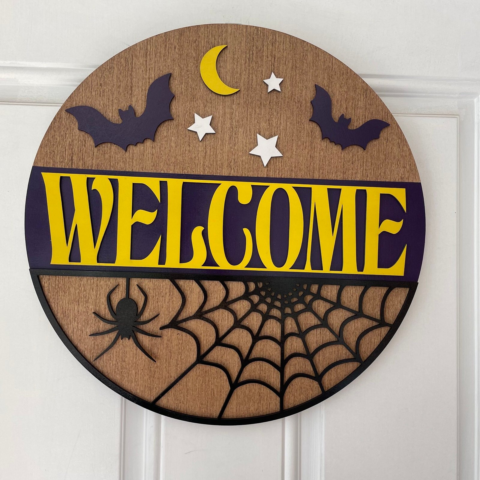 DH Welcome Spider Web Door Hanger - Halloween Welcome with Spider Web - Image 1
