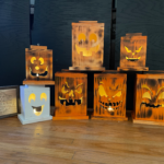 Rustic Pumpkin & Ghost Halloween Light Box - large