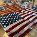 3D Rustic Wooden Wavy American Flag - Image 4